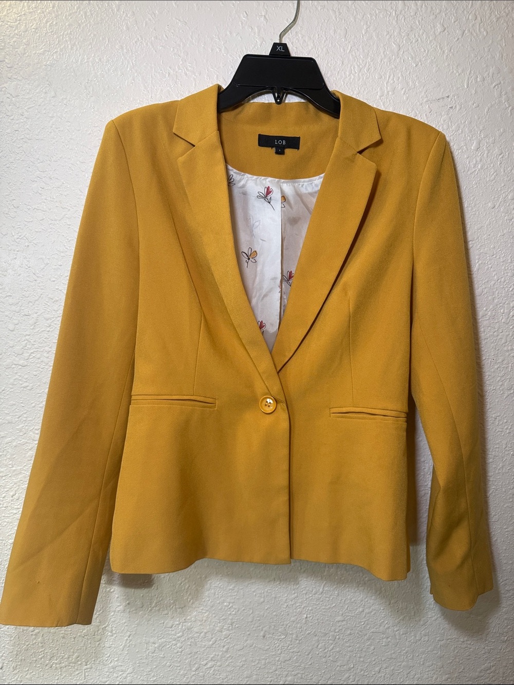 LOB Mustard Blazer with Floral Lining